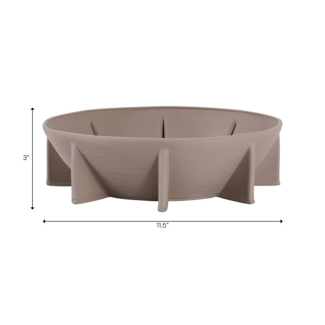 Decorative Bowl - Gray Ceramic Geometric 3D Printed, 12 in.