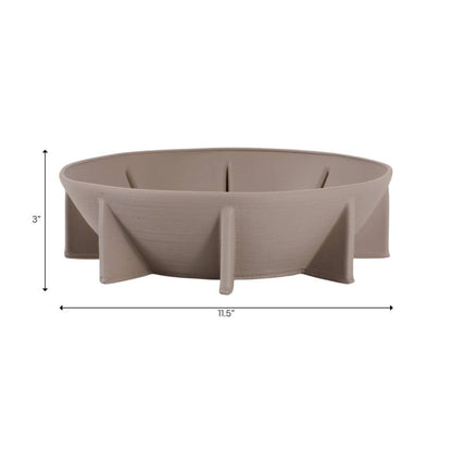 Decorative Bowl - Gray Ceramic Geometric 3D Printed, 12 in.
