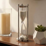 Decorative Object - Silver Metal Modern Hourglass, 11 in.