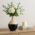 Decorative Vase - Ivory/Black Ceramic Sculptural Form, 19 in