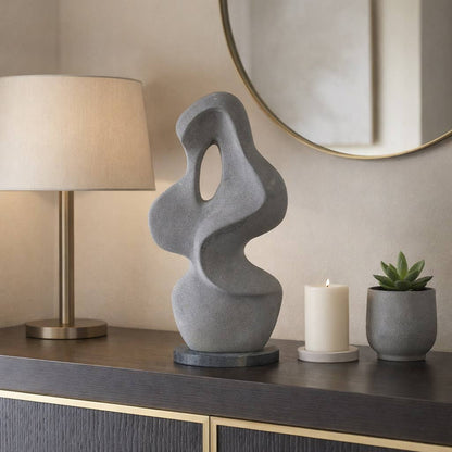 Decorative Object - Gray Marble Freeform with Base, 23 in.