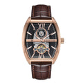 Authentic Heritor Masterson Men's Automatic Semi-Skeleton Leather Watch, Rose Gold/Brown