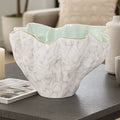 Decorative Bowl - Gray/Green Porcelain Modern Wavy, 16 in.