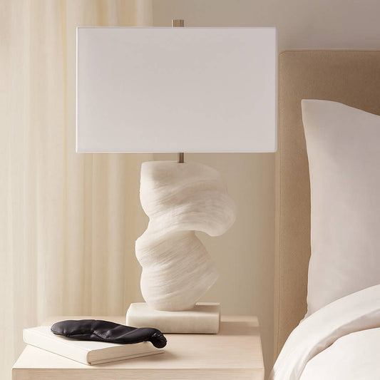 Table Lamp - Ivory Resin with Sculptural Metal Base, 25 in.