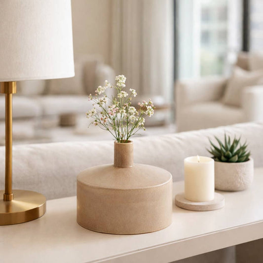 Decorative Vase - Brown Ceramic Modern Minimalist, 7 in.