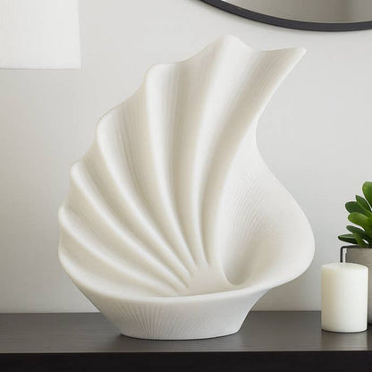 Decorative Sculpture - White Quartz Resin Shell, 16 in.