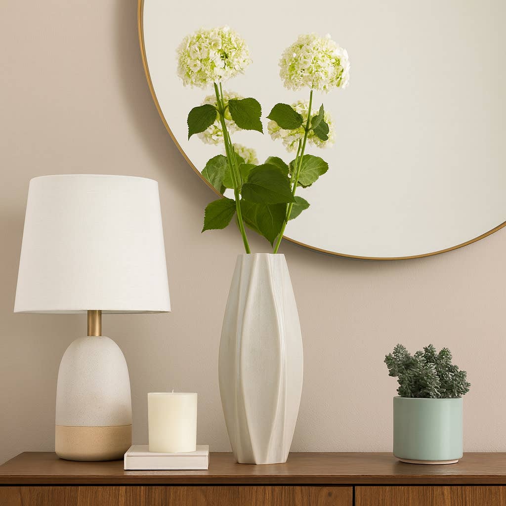 Decorative Vase - Neutral Ceramic Modern Sculpted, 16 in.