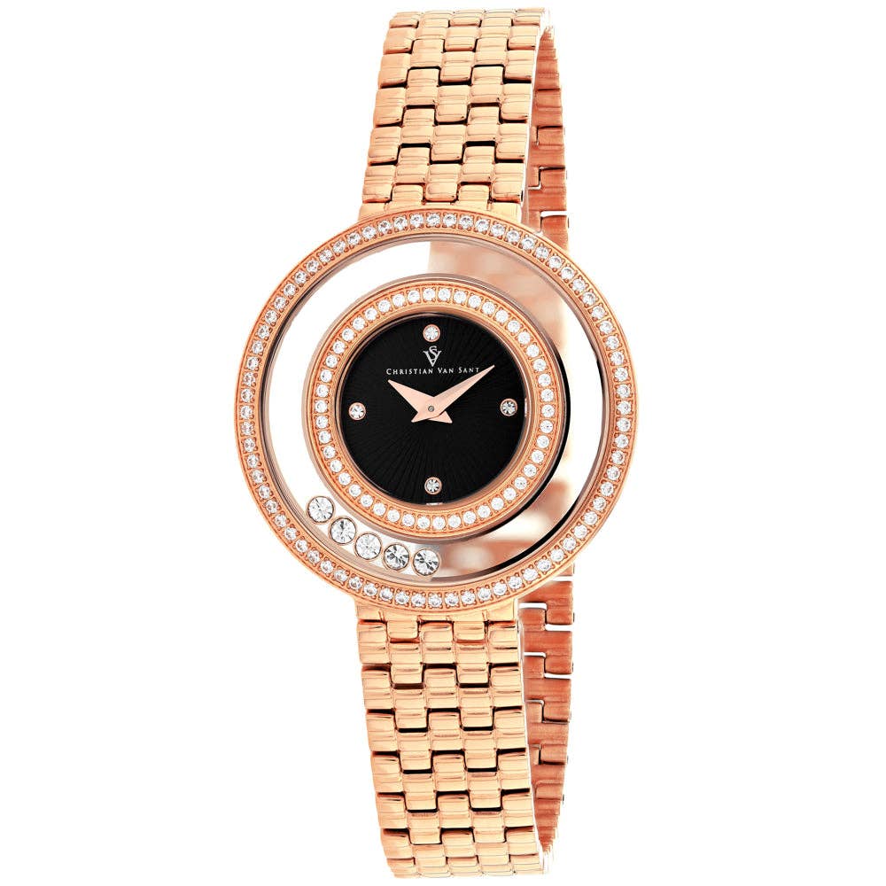 Christian Van Sant Gracieuse Women's Quartz Watch, Black Dial