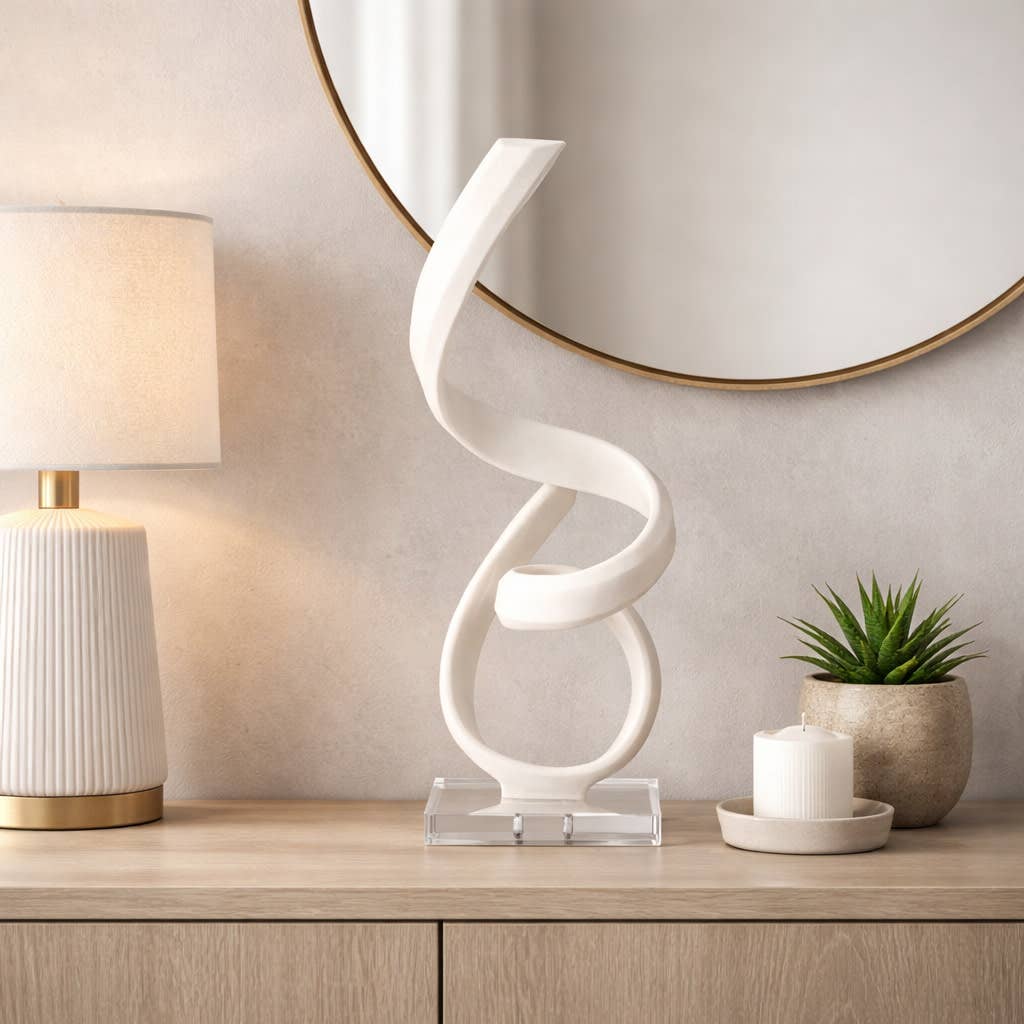 Decorative Object - White Resin Oversized Curved, 27 in.