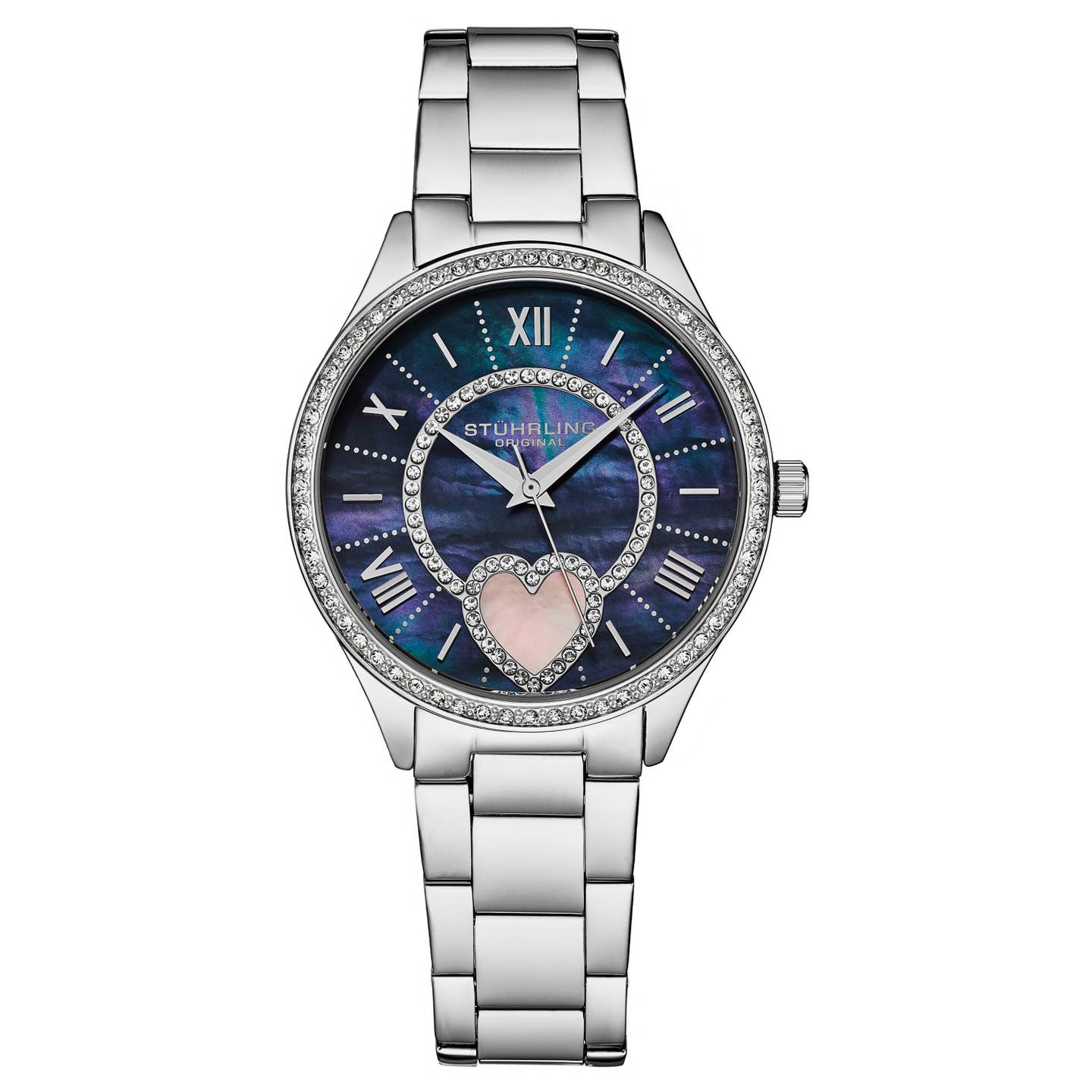 Stuhrling Original Saylor Women's Quartz Watch, 38mm, Silver-Tone Stainless Steel Bracelet, Crystal-Accented Bezel