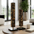 Sculpture Set of 2 - Brown/Black Resin Towers, 16/21 in.