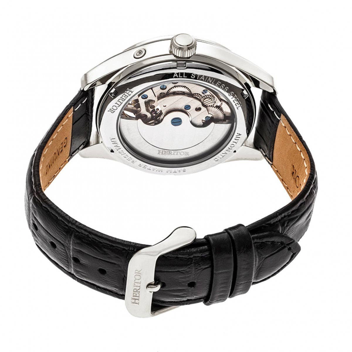 Heritor Sebastian Men's Automatic Semi-Skeleton Leather Watch, Style HERHR6901