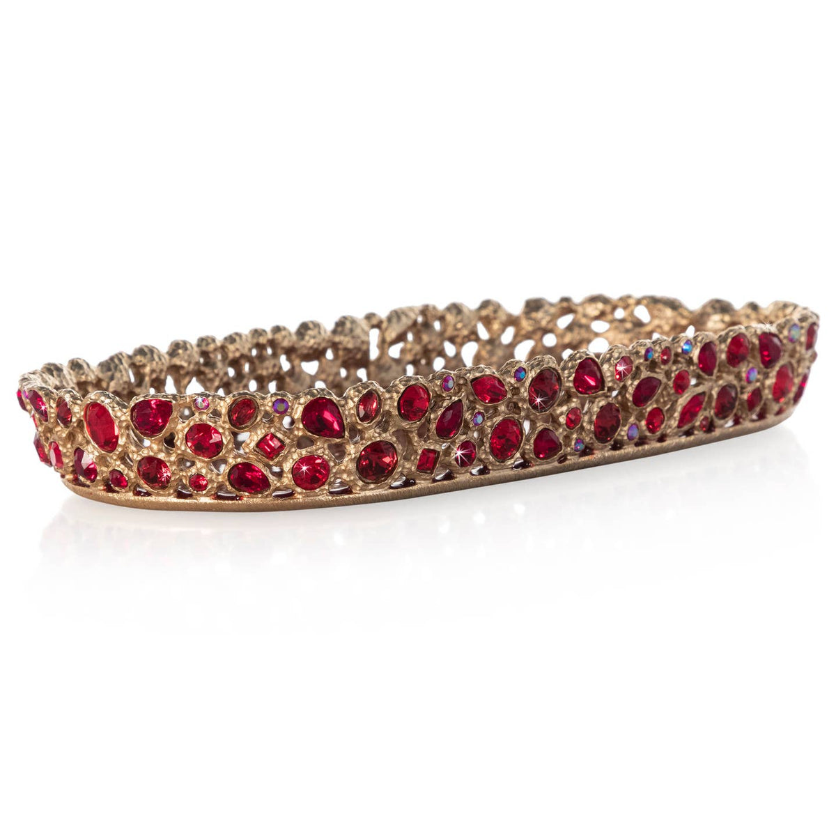 Jay Strongwater Julius Bejeweled Swarovski Crystal Enamel Gold-Finished Decorative Tray, Ruby