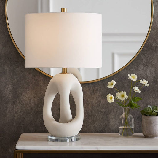 Table Lamp - White Quartz Modern Finish Details, 25 in.