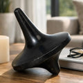 Decorative Object - Black Marble Spinning Top Design, 10 in.