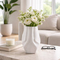 Decorative Vase - Ivory Porcelain 3D Printed Sculpted, 11 in