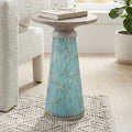 Side Table - Brown Wood Top with Glass Sleek Base, 21 in.