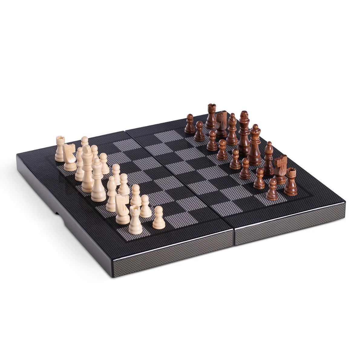 Axel Carbon Fiber Backgammon & Chess Set – Luxury 2-in-1 Board Game Set