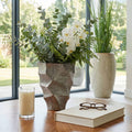 Decorative Vase - Gunmetal Metal Sculptural Textured, 12 in.