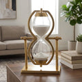 Decorative Sculpture - Gold Metal Hourglass Sandtimer, 11 in.