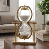 Decorative Sculpture - Gold Metal Hourglass Sandtimer, 11 in.