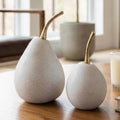 Decorative Objects Set of 2 - White Resin Pear-Shaped, 6/7in