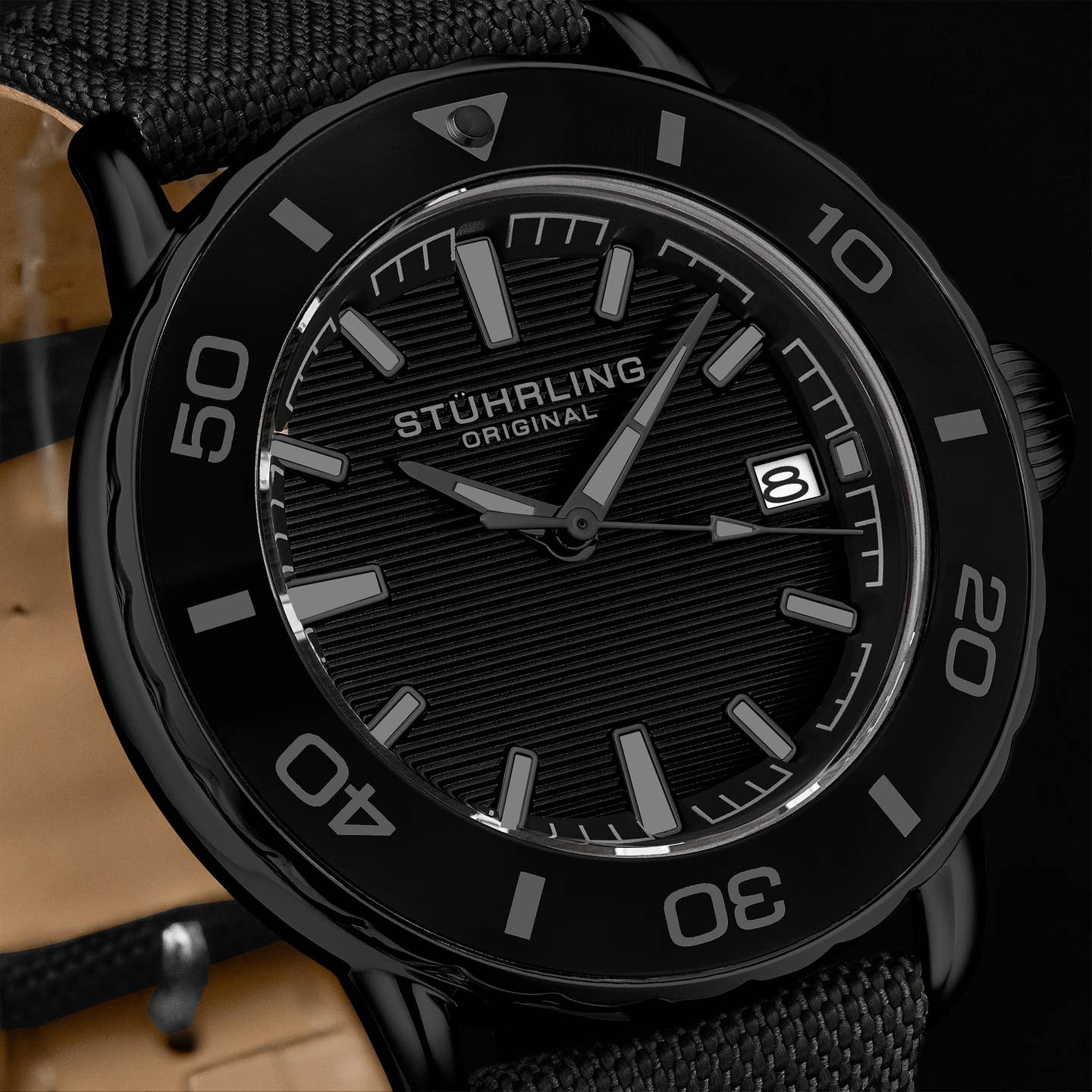 Stuhrling Original Explorer 4041 Men's Quartz Diver Watch, 40mm, Black Case