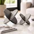 Sculptures Set of 2 - Black/White Wood Resin Orb, 7/10 in.