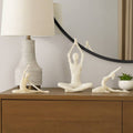 Sculptures Set of 3 - White Resin Yoga Woman, 10/16 in.