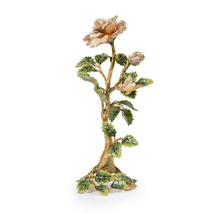 Jay Strongwater Eternity Rose Crystal Enamel Gold-Finished Tabletop Object