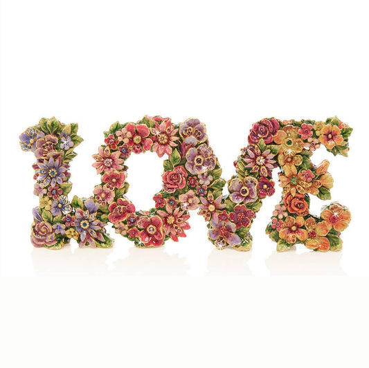 Jay Strongwater Olivia Love Flower Floral Swarovski Crystal Enamel Gold-Finished Tabletop Object