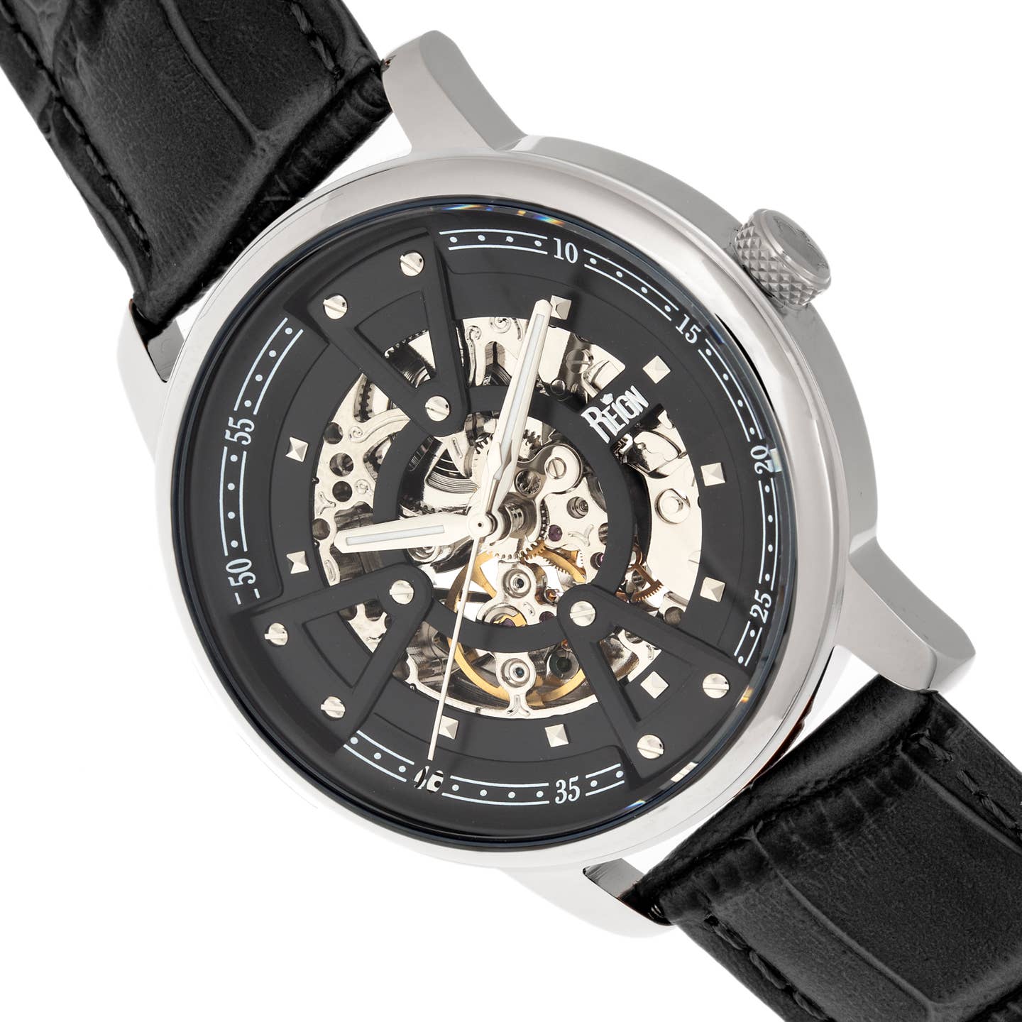 Reign Belfour Men's Automatic Skeleton Leather Watch
