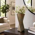 Decorative Vase - Brown Ceramic Sleek Twisted Square, 9 in.