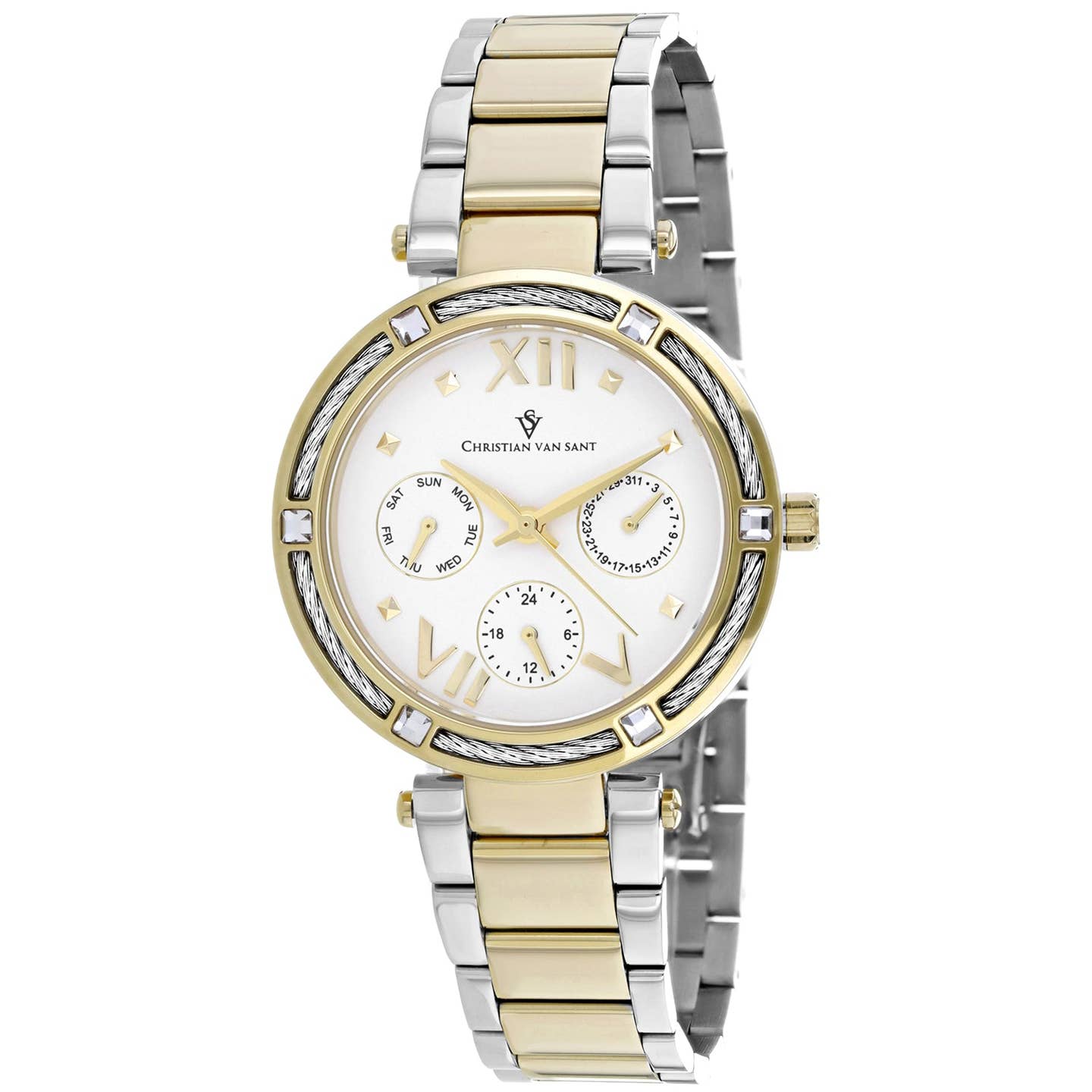 Christian Van Sant Sienna Women's Quartz Watch, White Dial