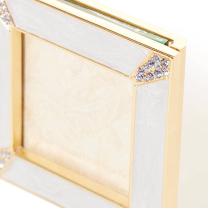 Jay Strongwater Leland Pavé Corner 2" Crystal Enamel Picture Frame, Baby Blue