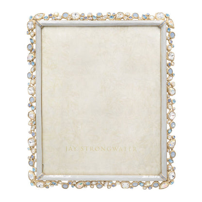 Jay Strongwater Theo Bejeweled 8" x 10" Crystal Enamel Picture Frame, Baby Blue