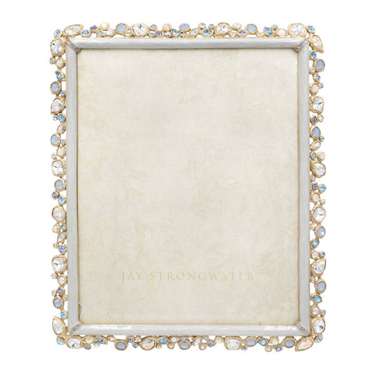 Jay Strongwater Theo Bejeweled 8" x 10" Crystal Enamel Picture Frame, Baby Blue