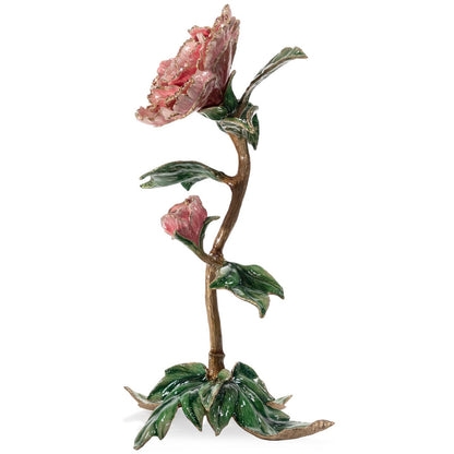 Jay Strongwater Kora Peony Floral Swarovski Crystal Enamel Gold-Finished Tabletop Object