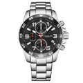 Stuhrling Original Concorso Men's Quartz Chronograph Watch, 40mm, Black Dial, Silver-Tone Brushed And Polished Link Bracelet