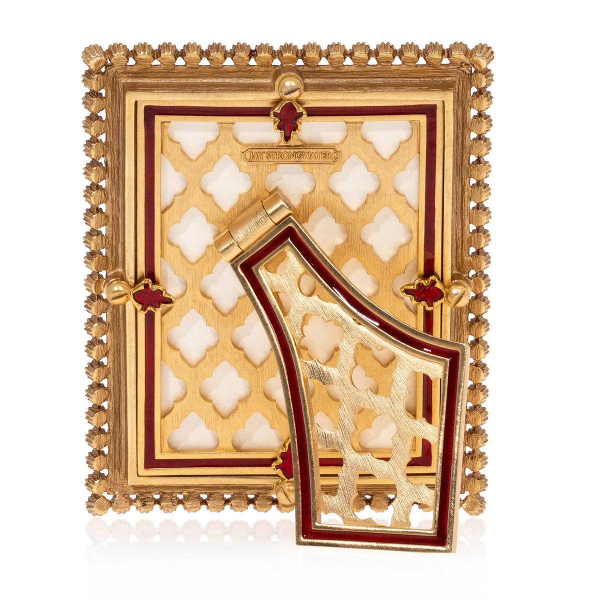Jay Strongwater Emilia Stone Edge Rose 3" x 4" Crystal Enamel Picture Frame, Ruby