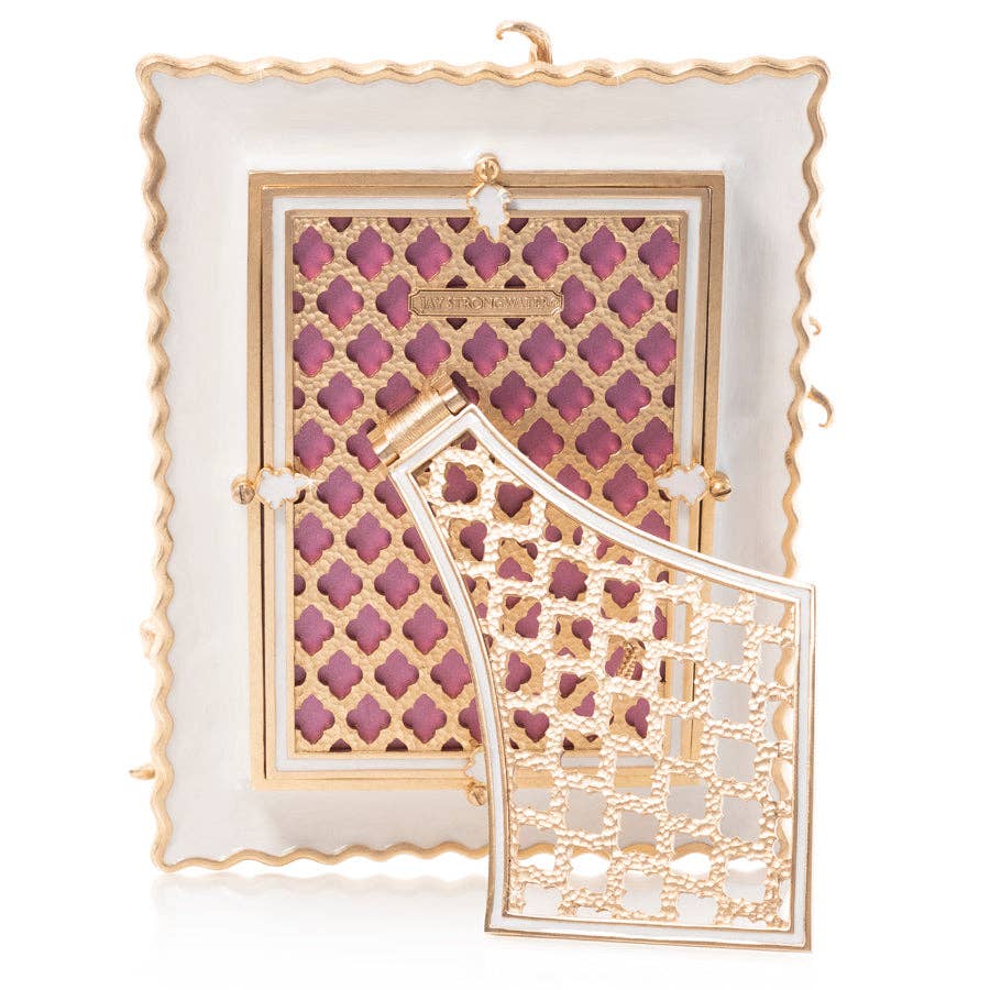 Jay Strongwater Lana Zebra Orchid 5" x 7" Crystal Enamel Picture Frame, Safari