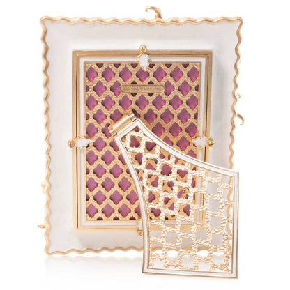 Jay Strongwater Lana Zebra Orchid 5" x 7" Crystal Enamel Picture Frame, Safari
