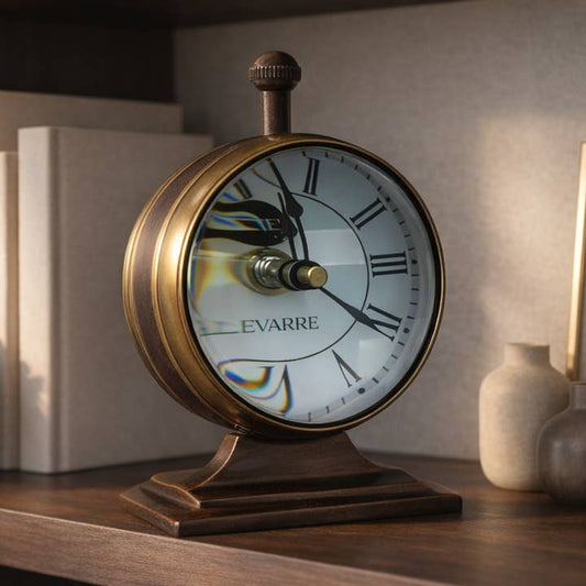 Desk Clock - Bronze Metal Double-Sided Desk, 7 in.
