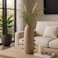 Decorative Vase - Tan Ceramic with Side Detailing, 22 in.