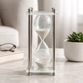 Hourglass Sandtimer - Silver Metal Frame Plastic Base, 7 in.