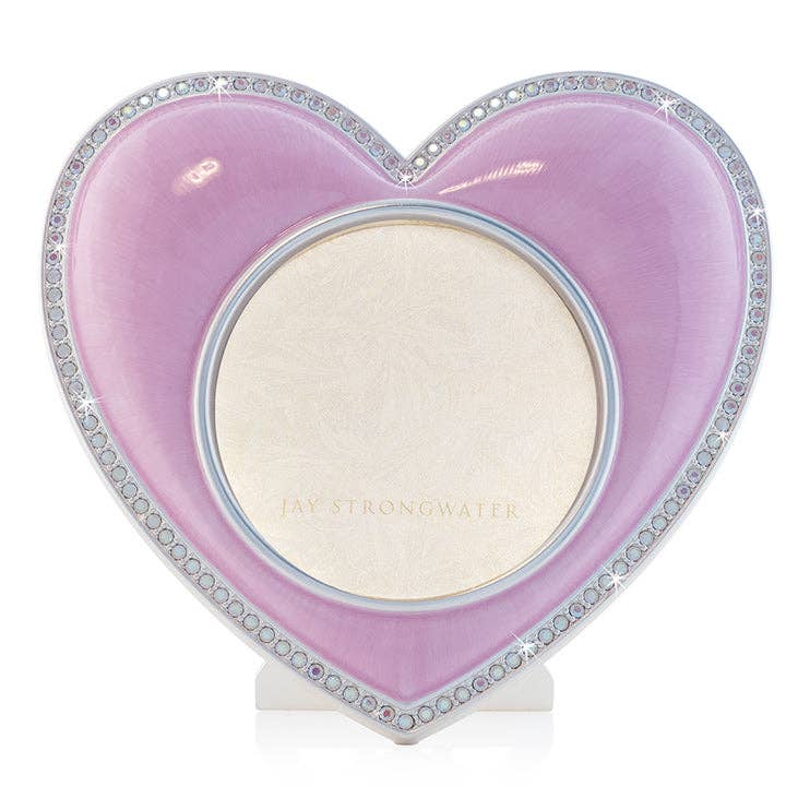 Jay Strongwater Chantal Heart Swarovski Crystal Enamel Picture Frame, Pink