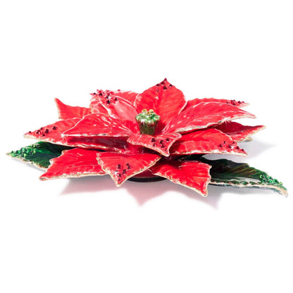 Jay Strongwater Poinsettia Flower Crystal Enamel Gold-Finished Tabletop Object