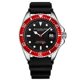 Stuhrling Original Depthmaster 3950R Men's Quartz Diver Watch, 42mm, Black Dial, Black Rubber Strap