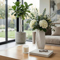 Decorative Vase - White Ceramic 3D Printed Twisted, 16 in.