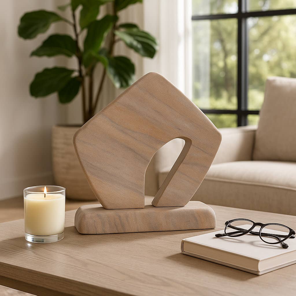 Decorative Sculpture - Tan Sandstone Minimalist, 7 in.